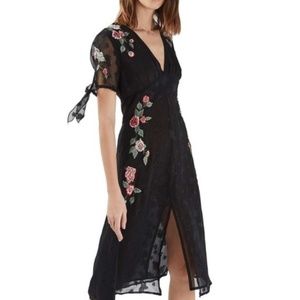 Topshop Embroidered Jacquard Midi Dress US 4